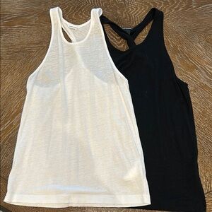 Club Monaco Black and White Racerback Tank Top Bundle XS